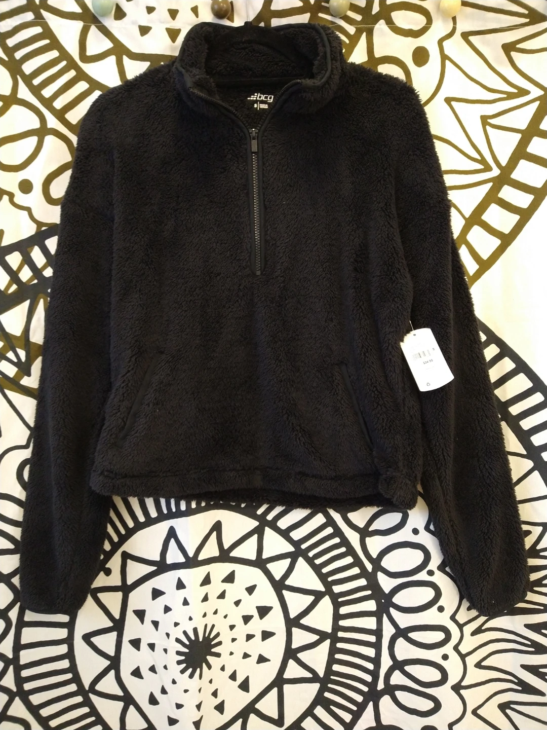 BRAND NEW WITH TAGS BCG Black Small 1/2-Zip Sweater