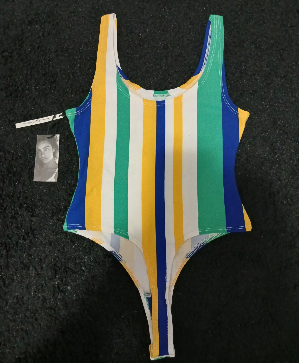 New Striped Bodysuit - Green, Blue, Yellow, White - photo 3