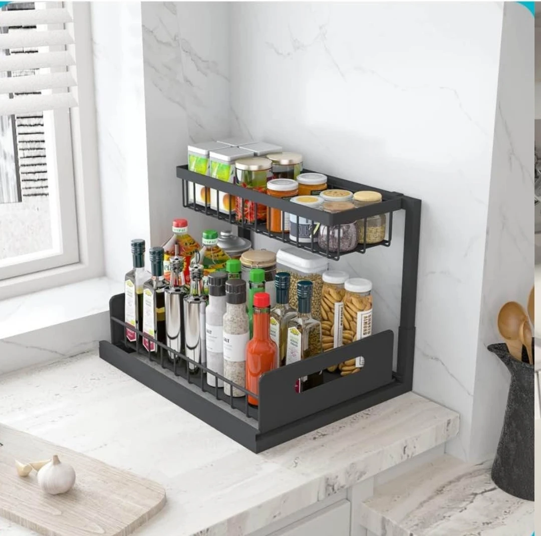 Under Sink or kitchen Organizer - 2 Tier Sliding Storage