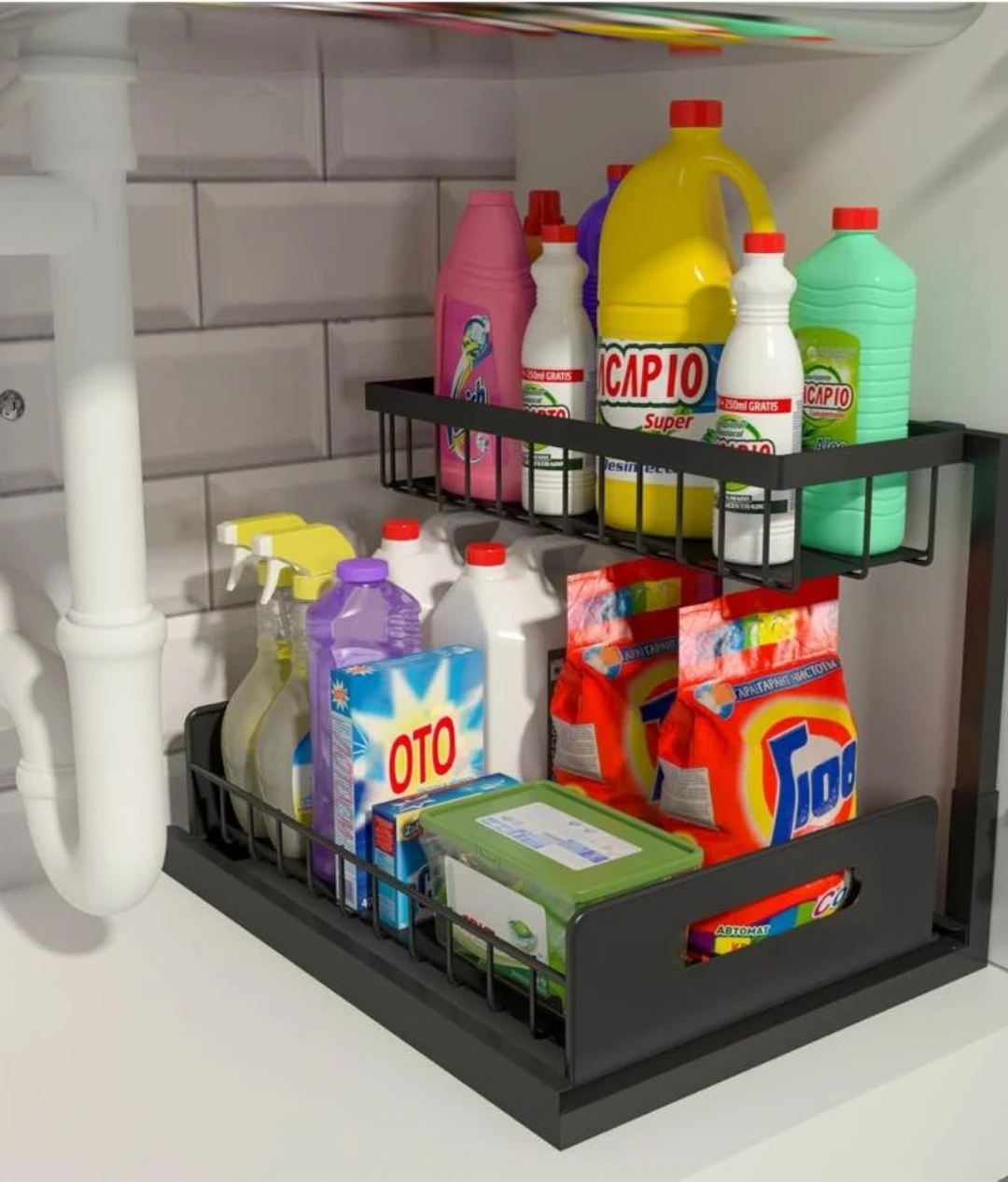 Under Sink or kitchen Organizer - 2 Tier Sliding Storage - photo 2