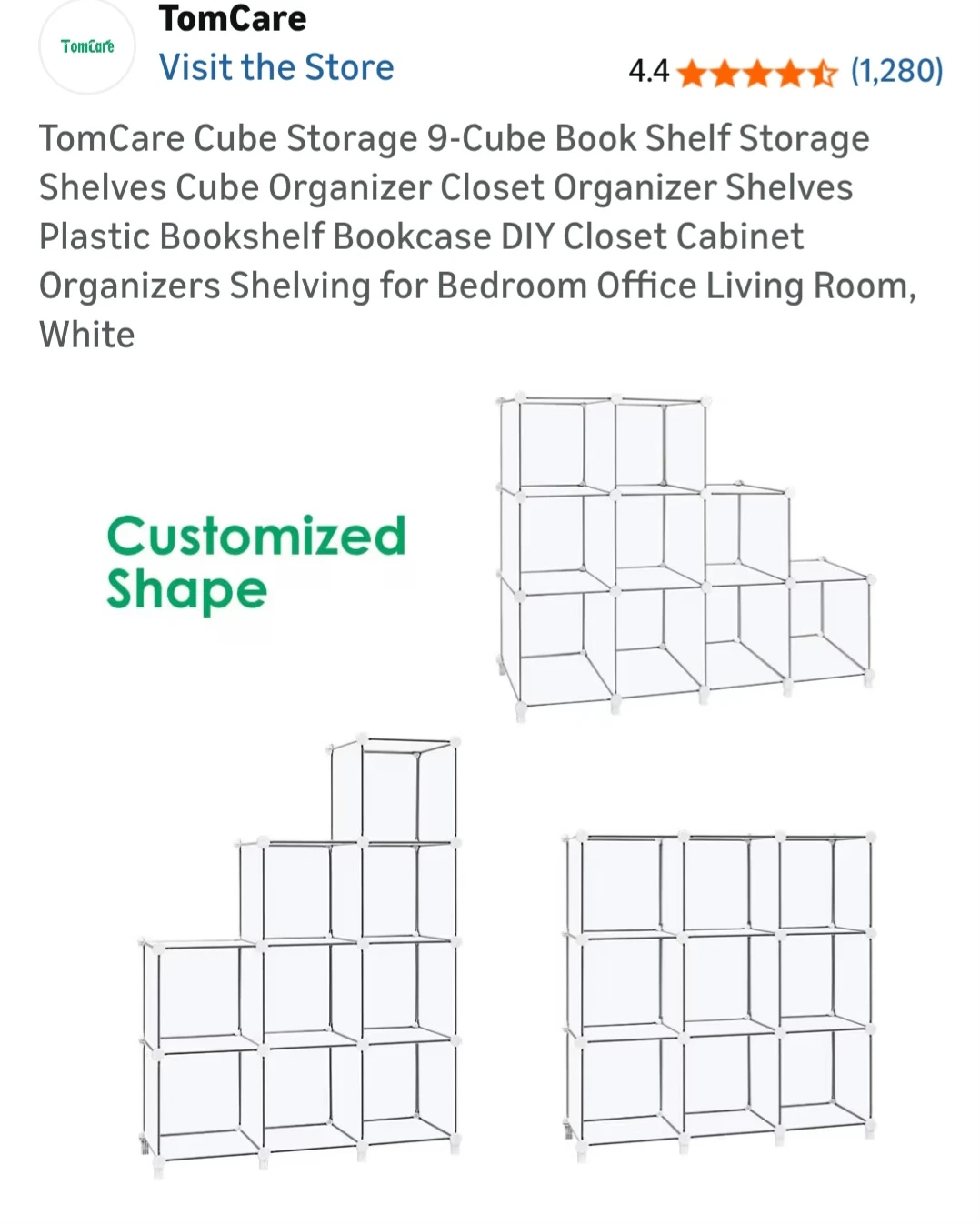 TomCare 9-Cube Book Shelf Storage - White - photo 2