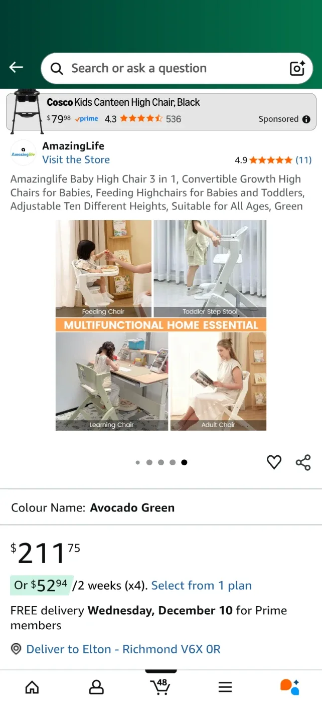 AmazingLife Baby High Chair - Avocado Green image indicator(8)