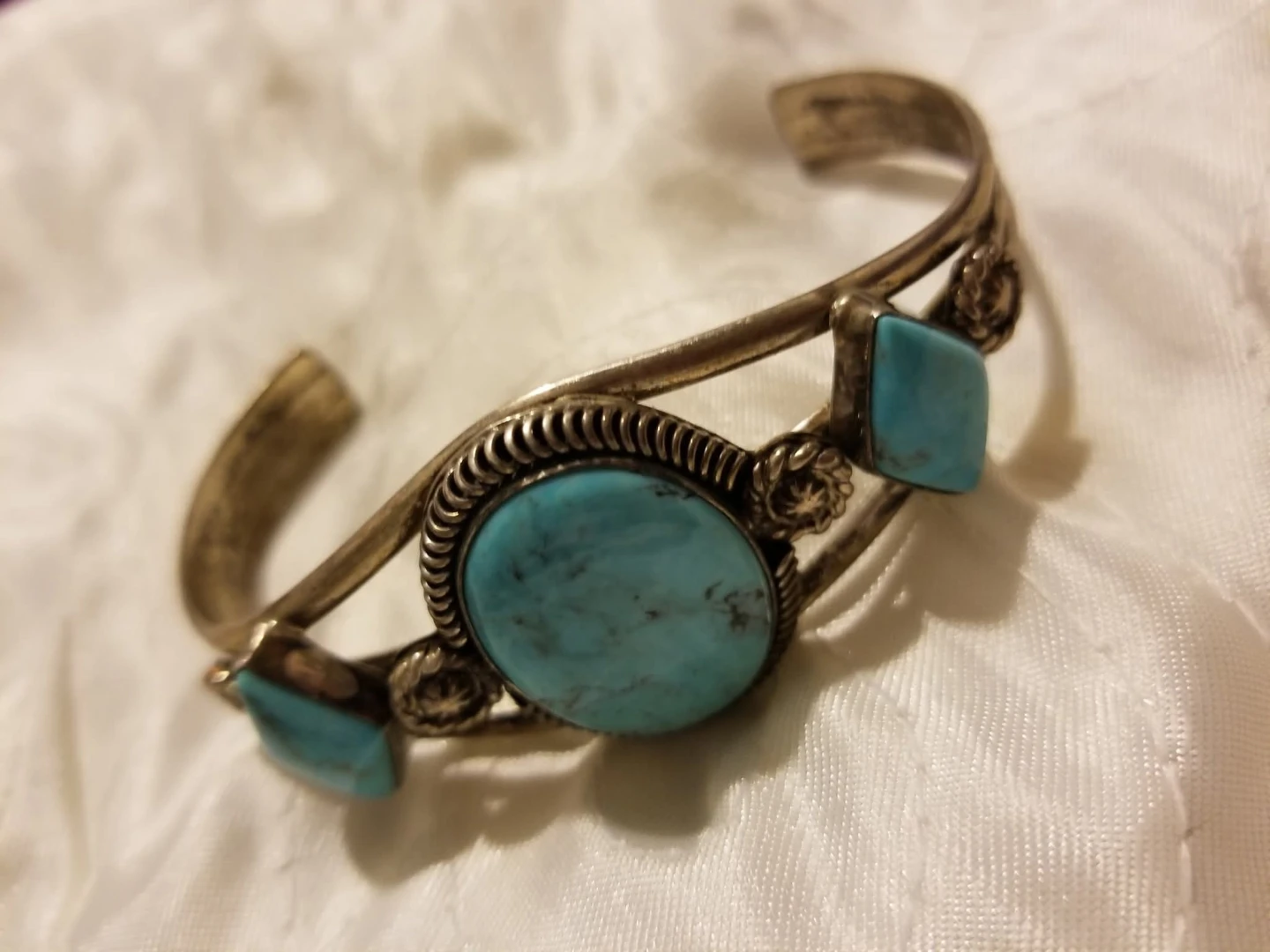 #Cleanout Turquoise Stone Cuff Bracelet Sterling silver Native - photo 2