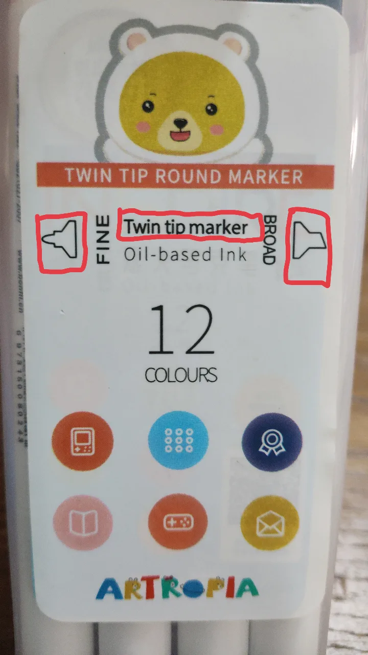 Artropia Twin Tip Round Markers - 12 Colours image indicator(2)