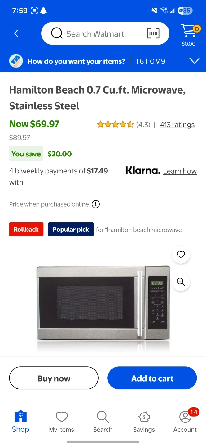 Hamilton Beach 0.7 Cu.ft. Microwave - Stainless Steel - photo 2