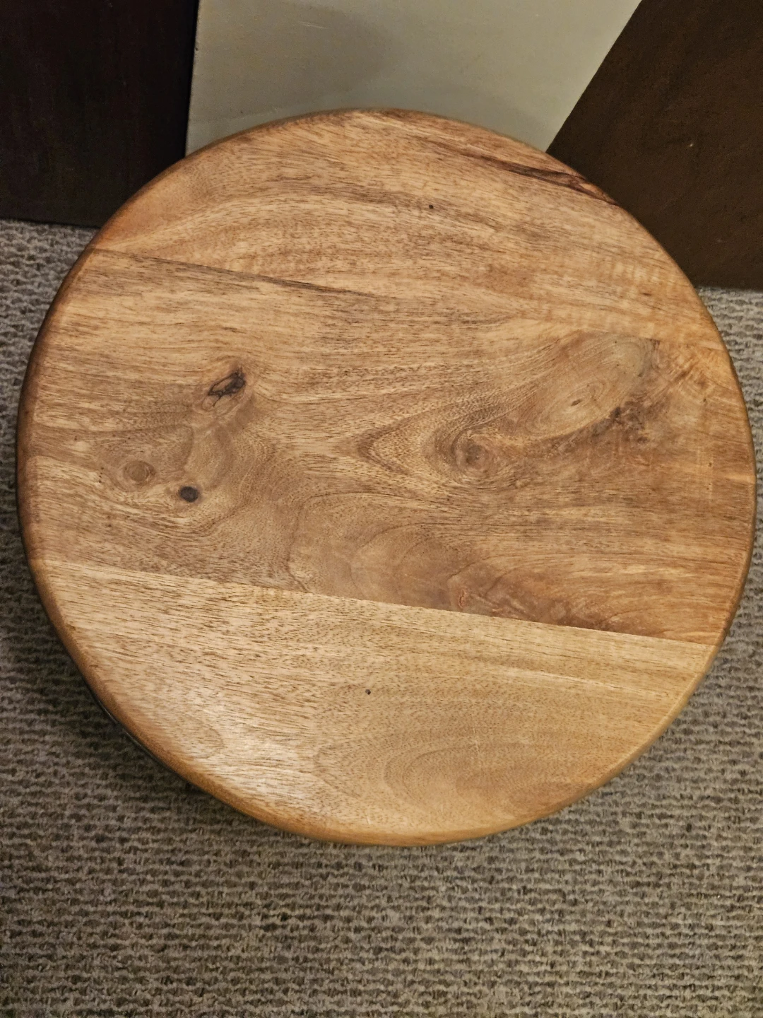 Round Wood & Metal Accent Table - photo 2