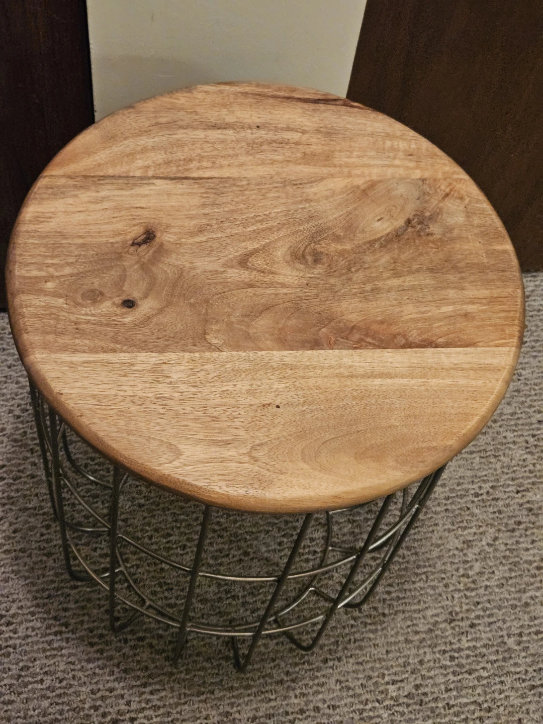 Round Wood & Metal Accent Table - photo 5