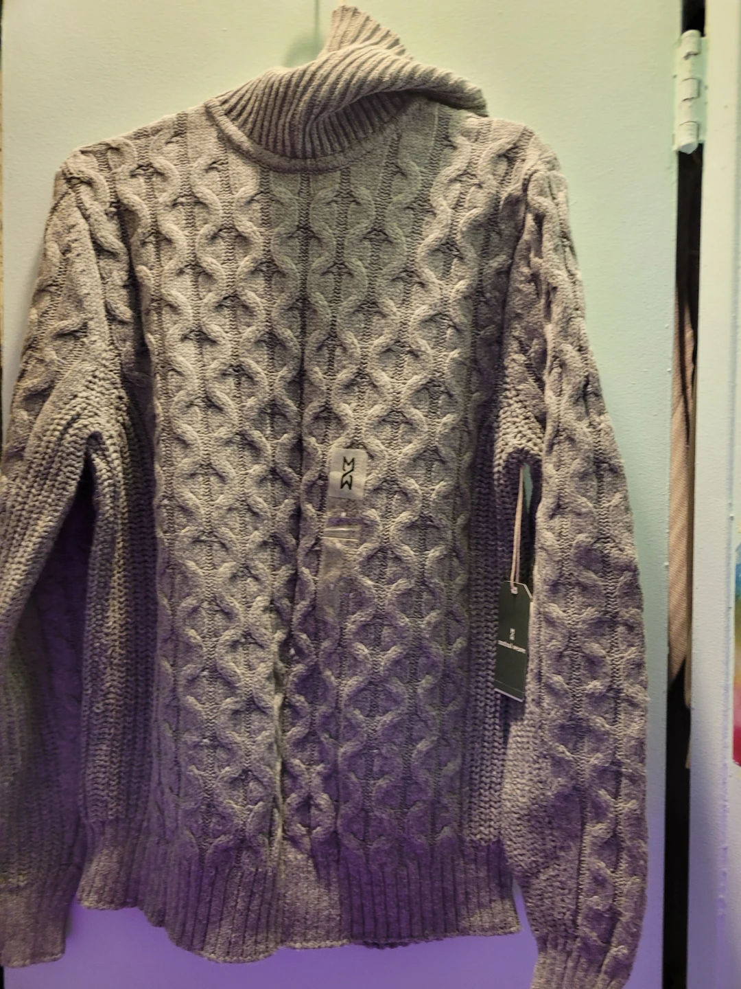 Mutual Weave Gray Cable Knit Turtleneck - Size M - photo 2