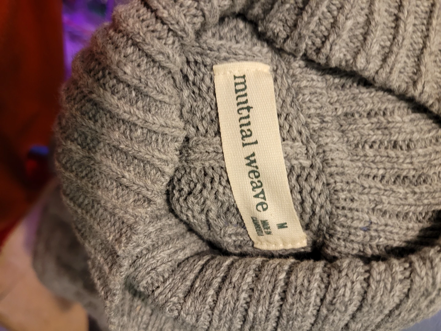 Mutual Weave Gray Cable Knit Turtleneck - Size M - photo 4