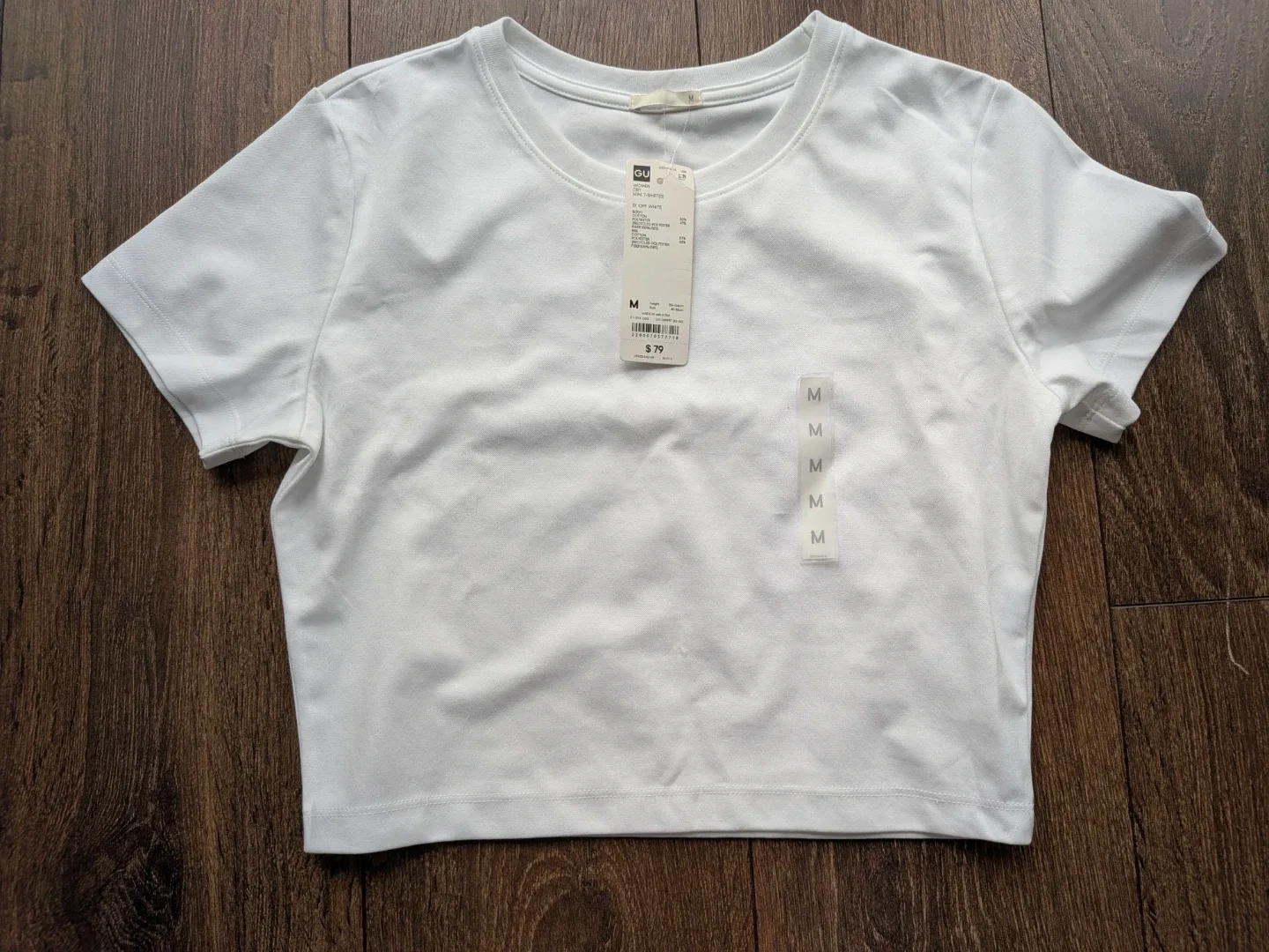 New GU White Crop T-Shirt - Size M