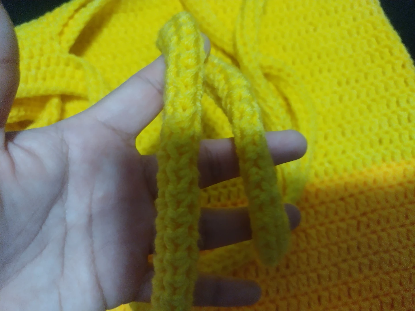 Handmade Yellow Crochet Tote Bag - photo 3