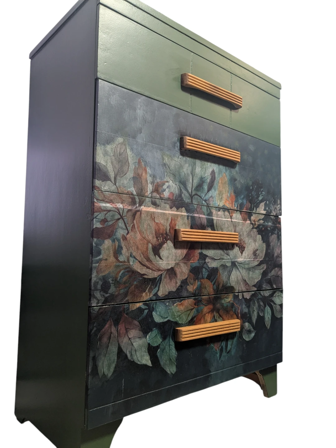 One-of-a-Kind Green Dresser w/ Floral Detail - photo 2