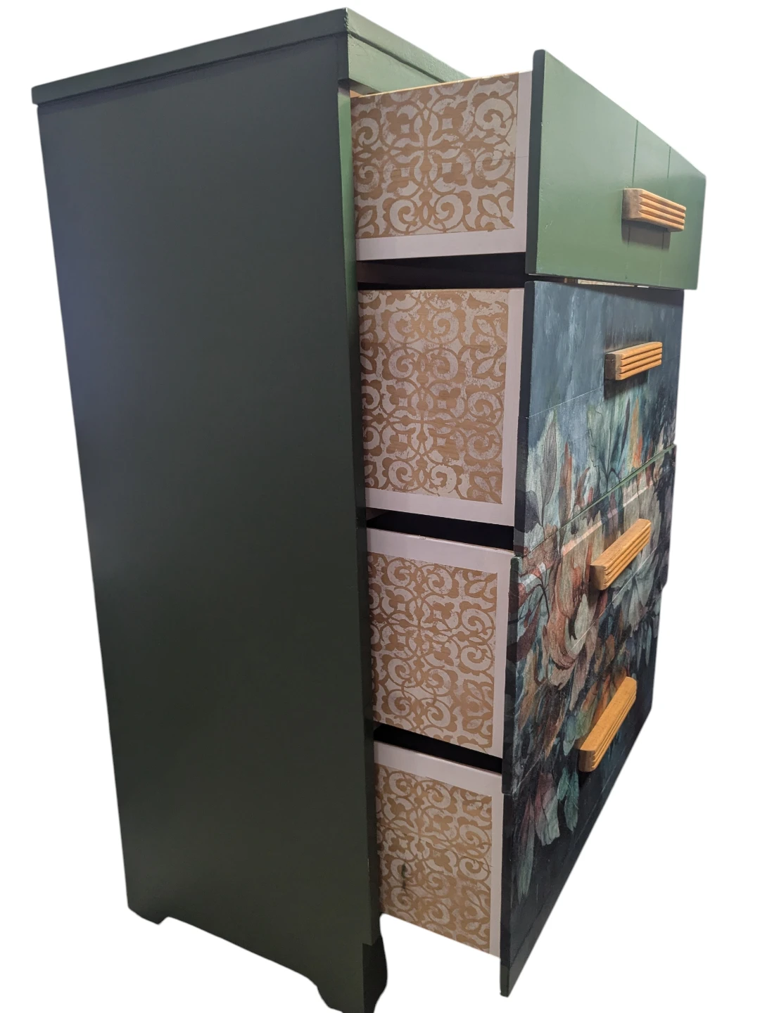 One-of-a-Kind Green Dresser w/ Floral Detail - photo 3