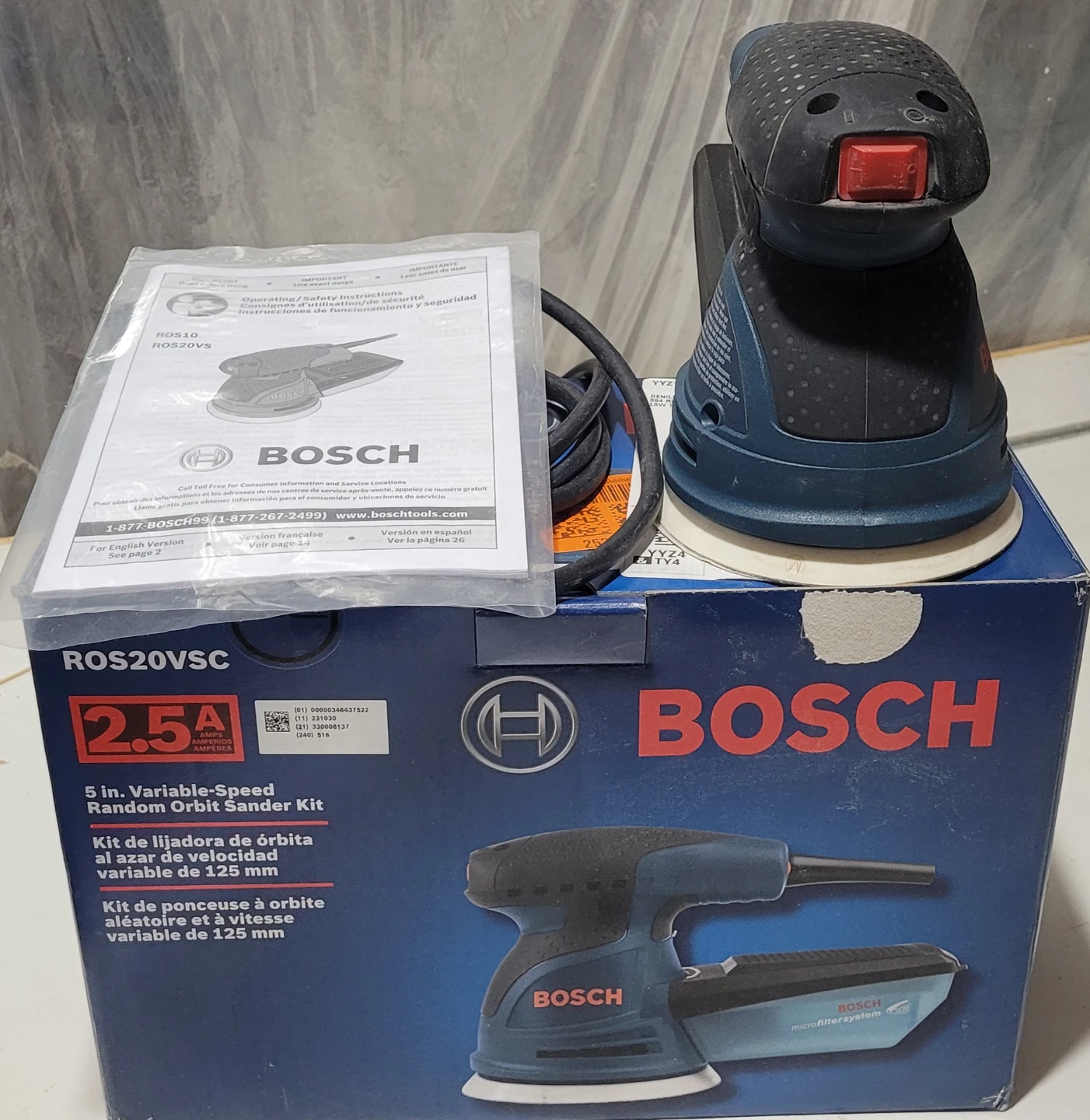 Bosch ROS20VSC 5-in. Random Orbit Sander Kit - photo 3