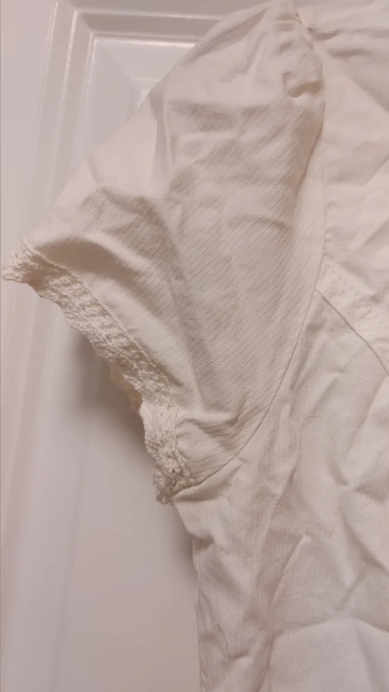 White Short Sleeve Button-Up Top size small image indicator(5)