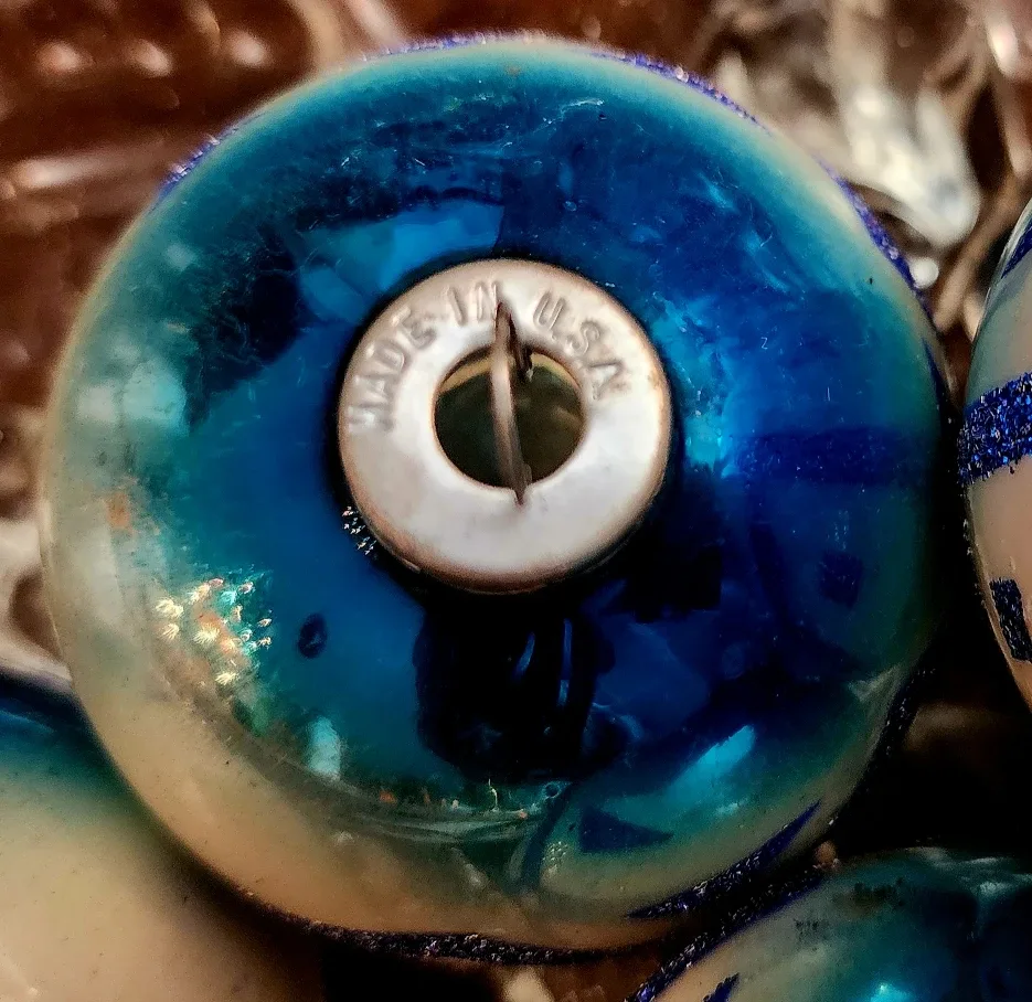 Vintage Blue & White Christmas Ornaments (Set of 4) image indicator(3)