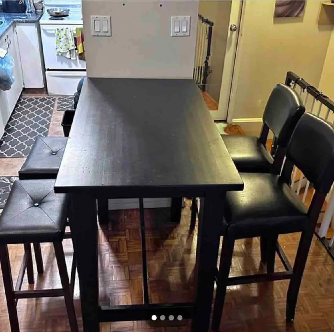 Black Dining Table Set with 4 Chairs