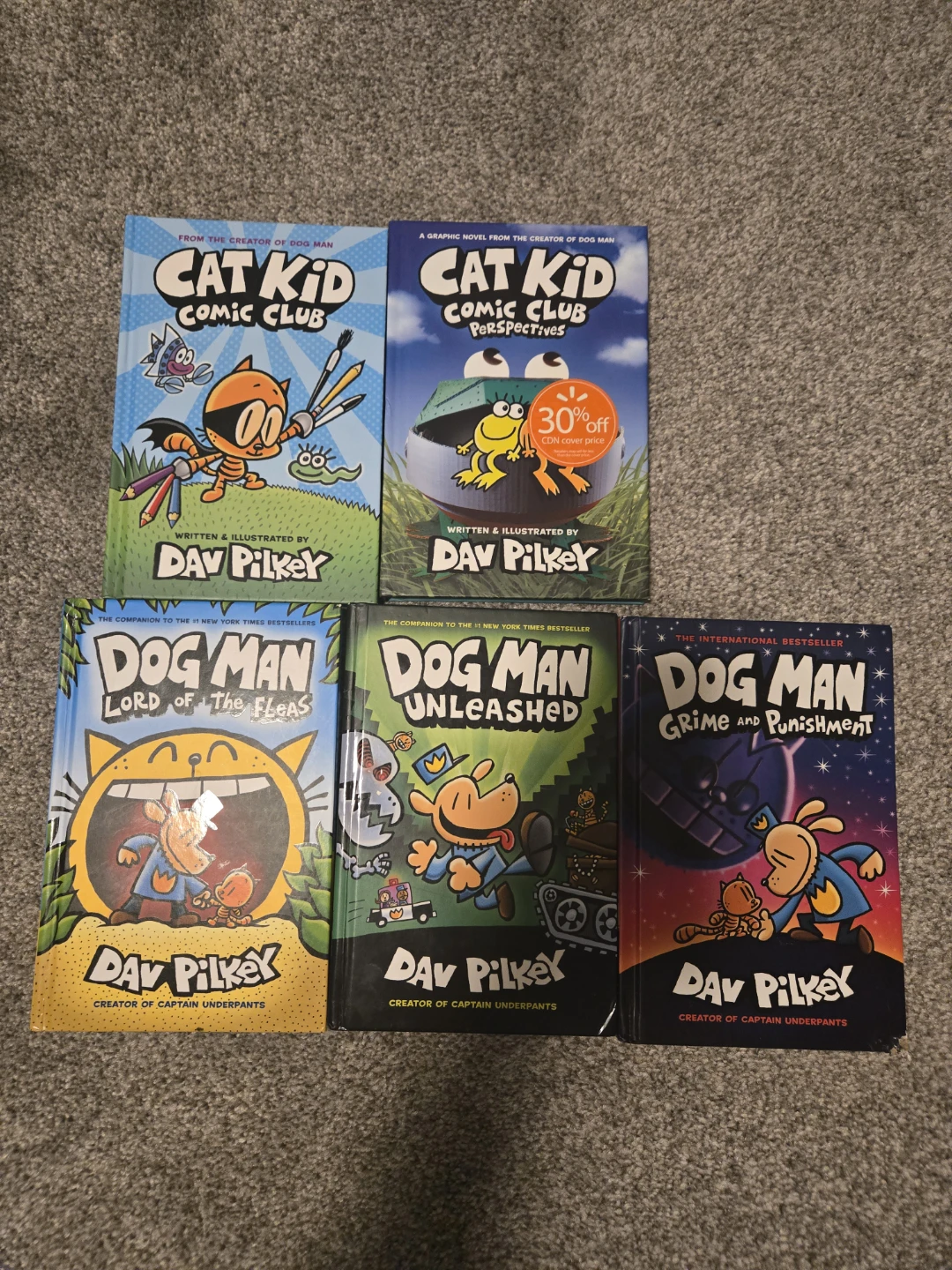 Dog Man & Cat Kid Books by Dav Pilkey - Set of 5