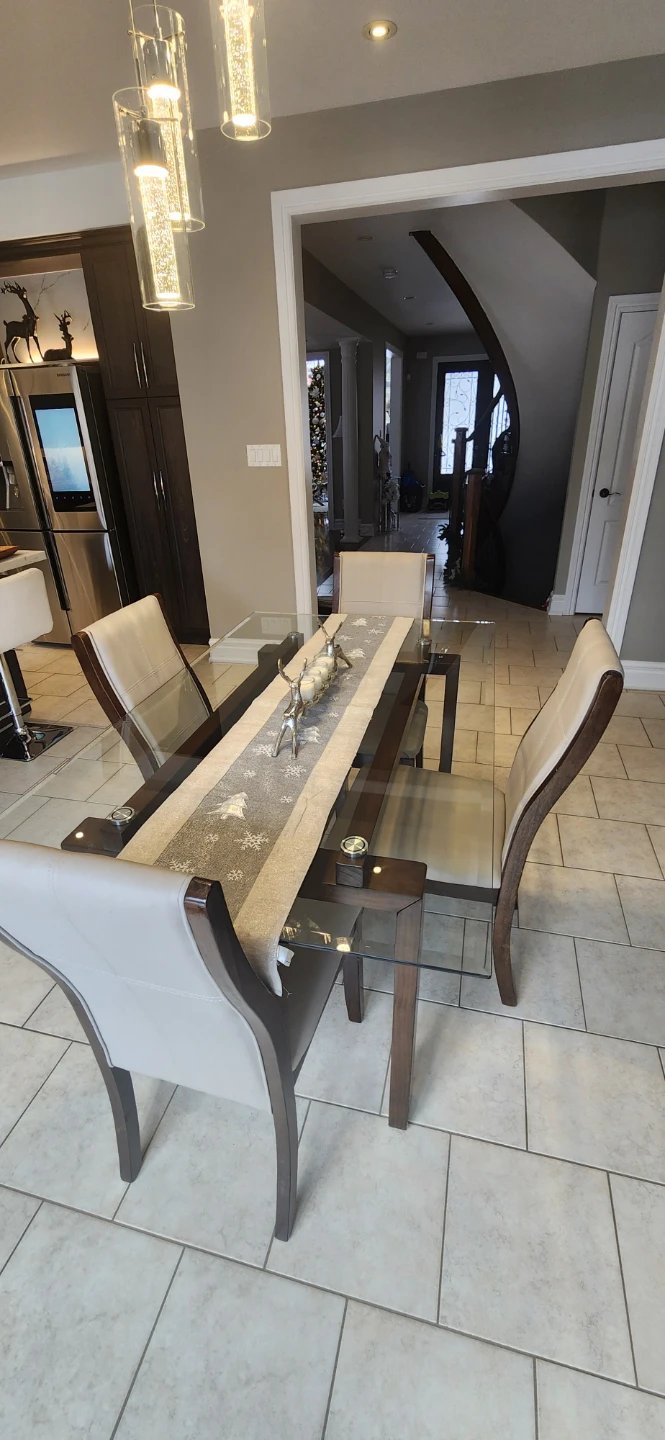 Glass Top Dining Table with 4 Chairs