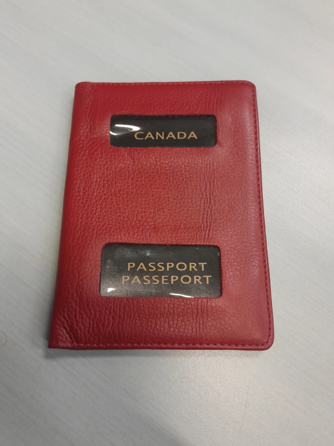 Red Leather Canada Passport Holder