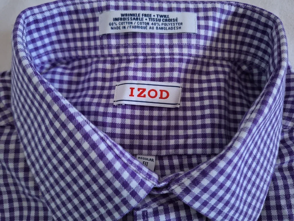 #Cleanout IZOD Purple Gingham Dress Shirt size M image indicator(2)
