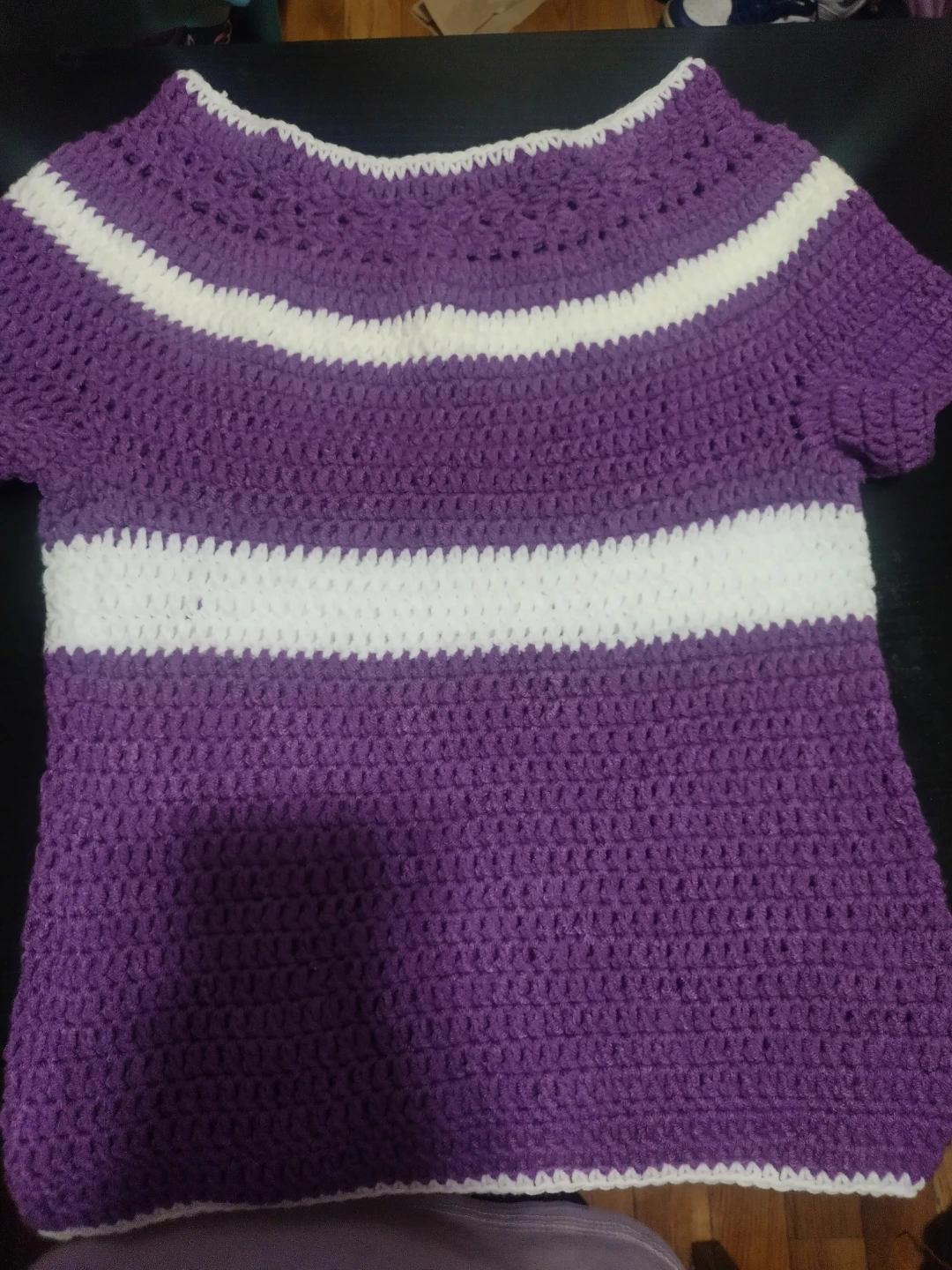 Purple & White Crocheted Top