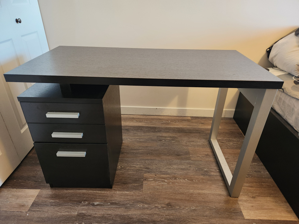 Dark Brown Desk with Drawers - photo 2