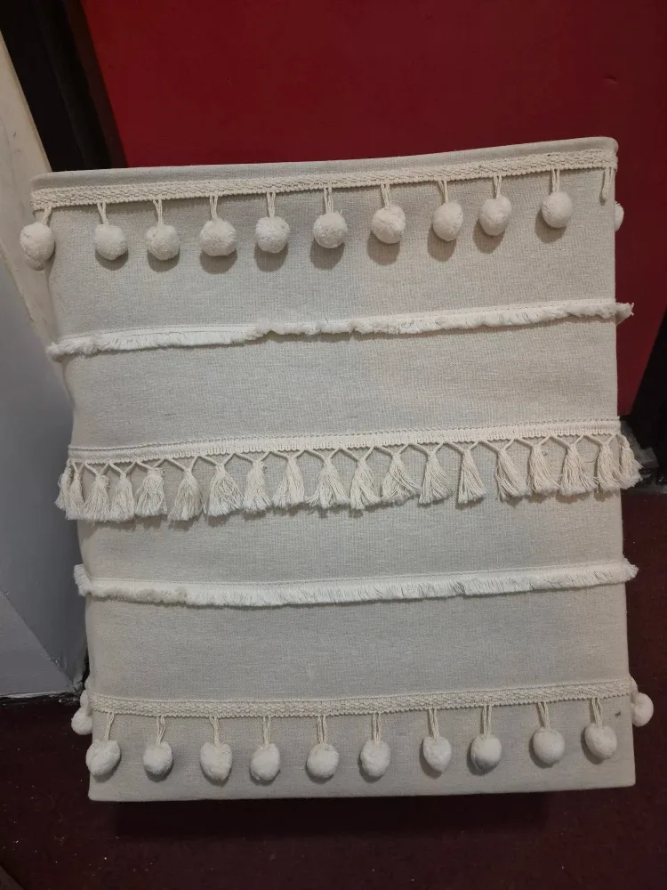 Huge Pom Pom Storage/Hamper  Bin - Beige#cleanout image indicator(2)