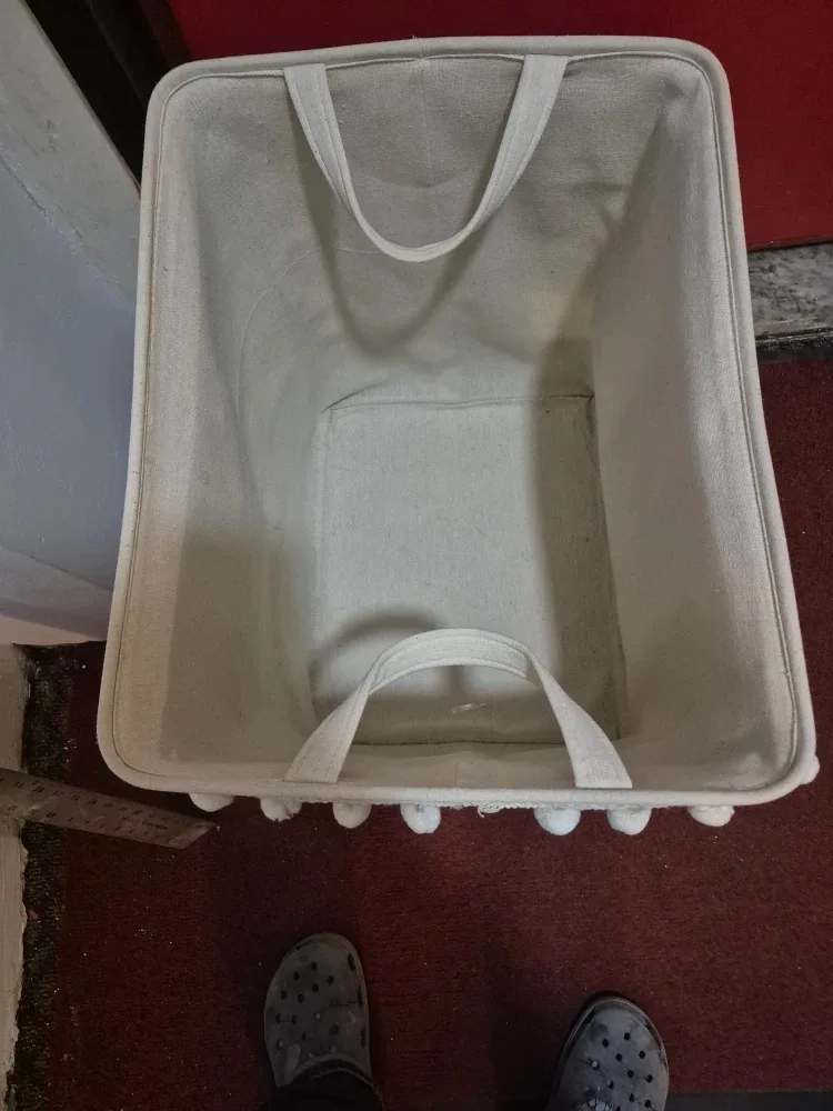Huge Pom Pom Storage/Hamper  Bin - Beige#cleanout image indicator(3)