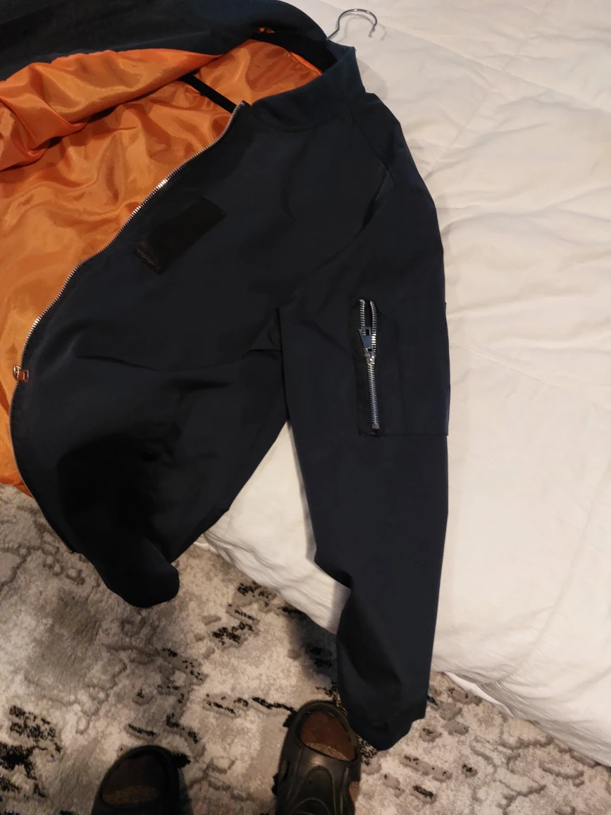 Navy Blue Bomber Jacket - Size M