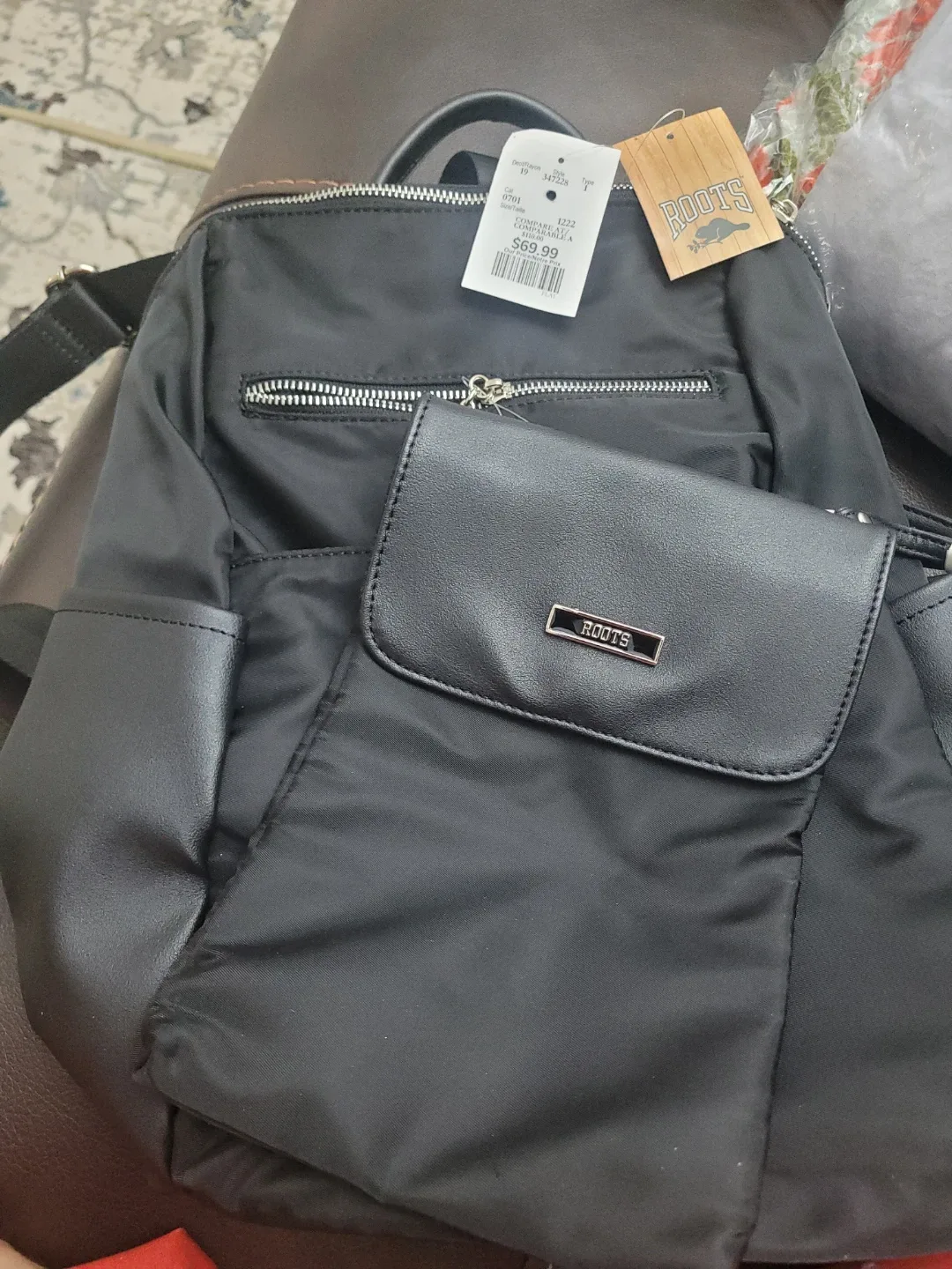 Roots Black Backpack with Pouch - Like New!