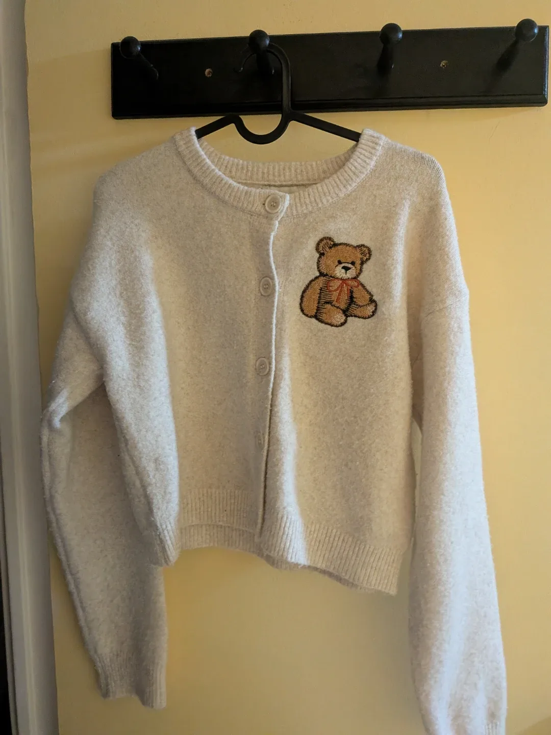 Freshman1996 cream teddy bear cropped cardigan - Size S