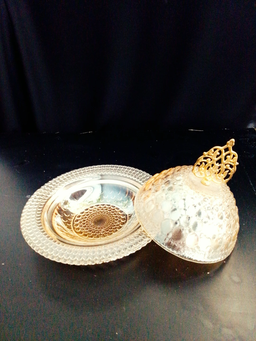 Elegant Glass Covered Dish with Gold Accent - photo 2