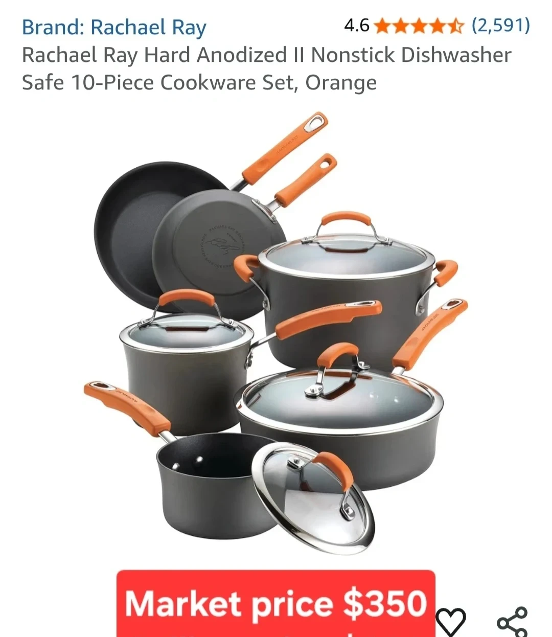 Rachael Ray Hard Anodized II 10-Piece Cookware Set