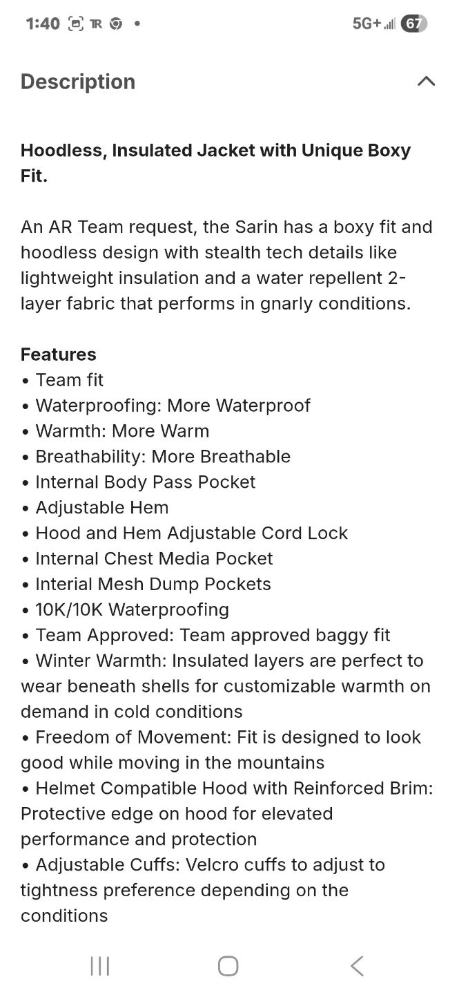 Armada Sarin Jacket - Hoodless Insulated image indicator(3)