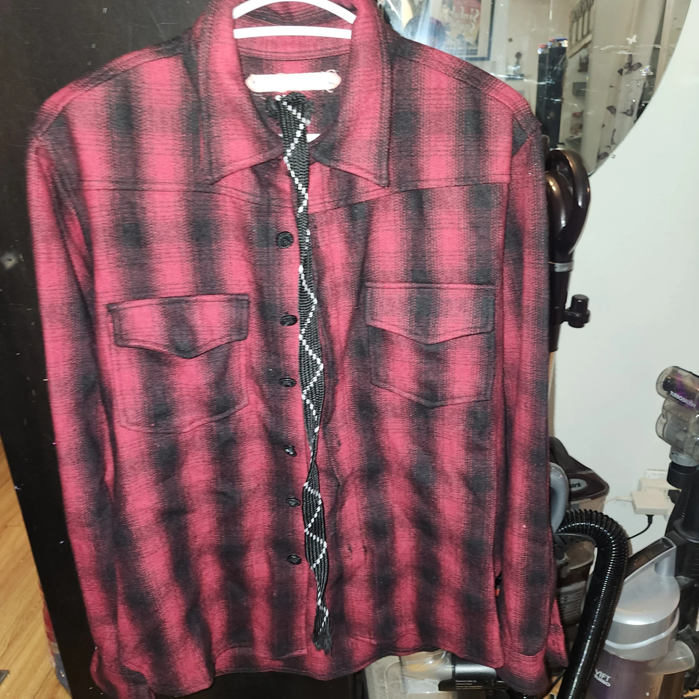 Off-White Red & Black Plaid Shirt - photo 2