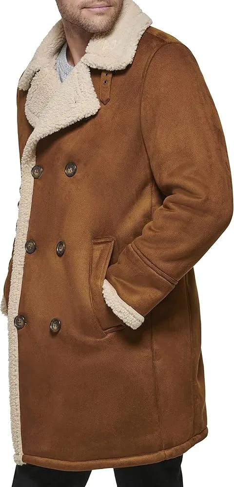 Faux Suede Sherpa Lined Coat image indicator(2)