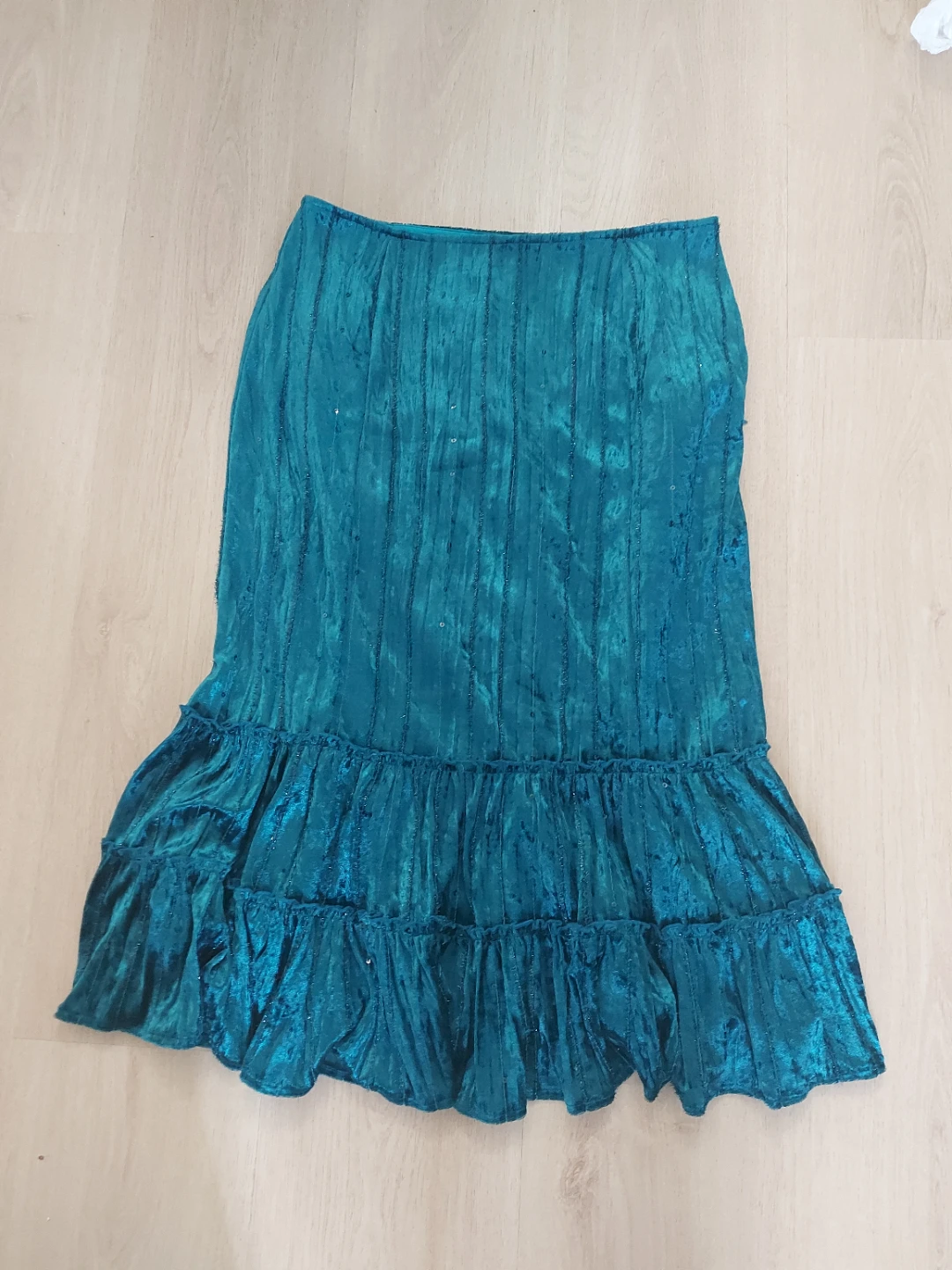 Cleo Teal Velvet Skirt - Size 6