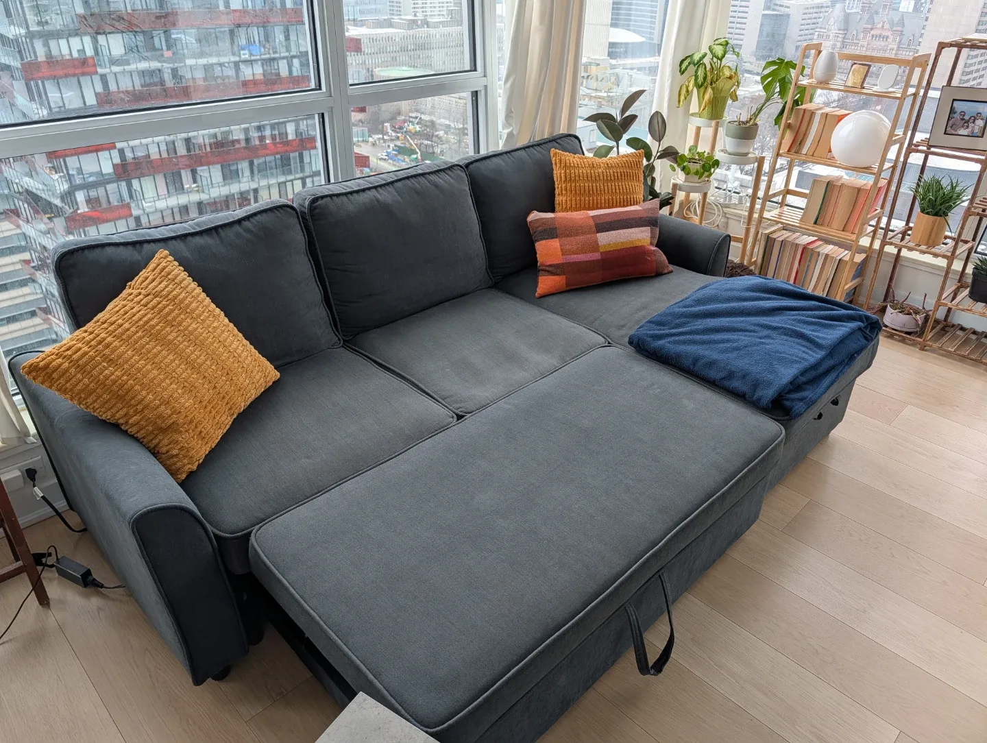 Grey Sectional (Pull out) Sofa with Storage image indicator(5)