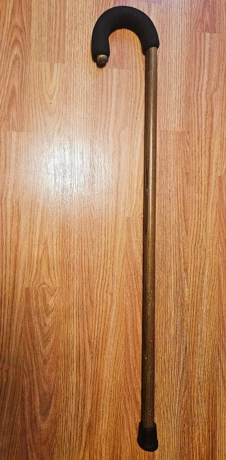 Wooden Walking Cane with Black Handle ♻️ #cleanout image indicator(2)