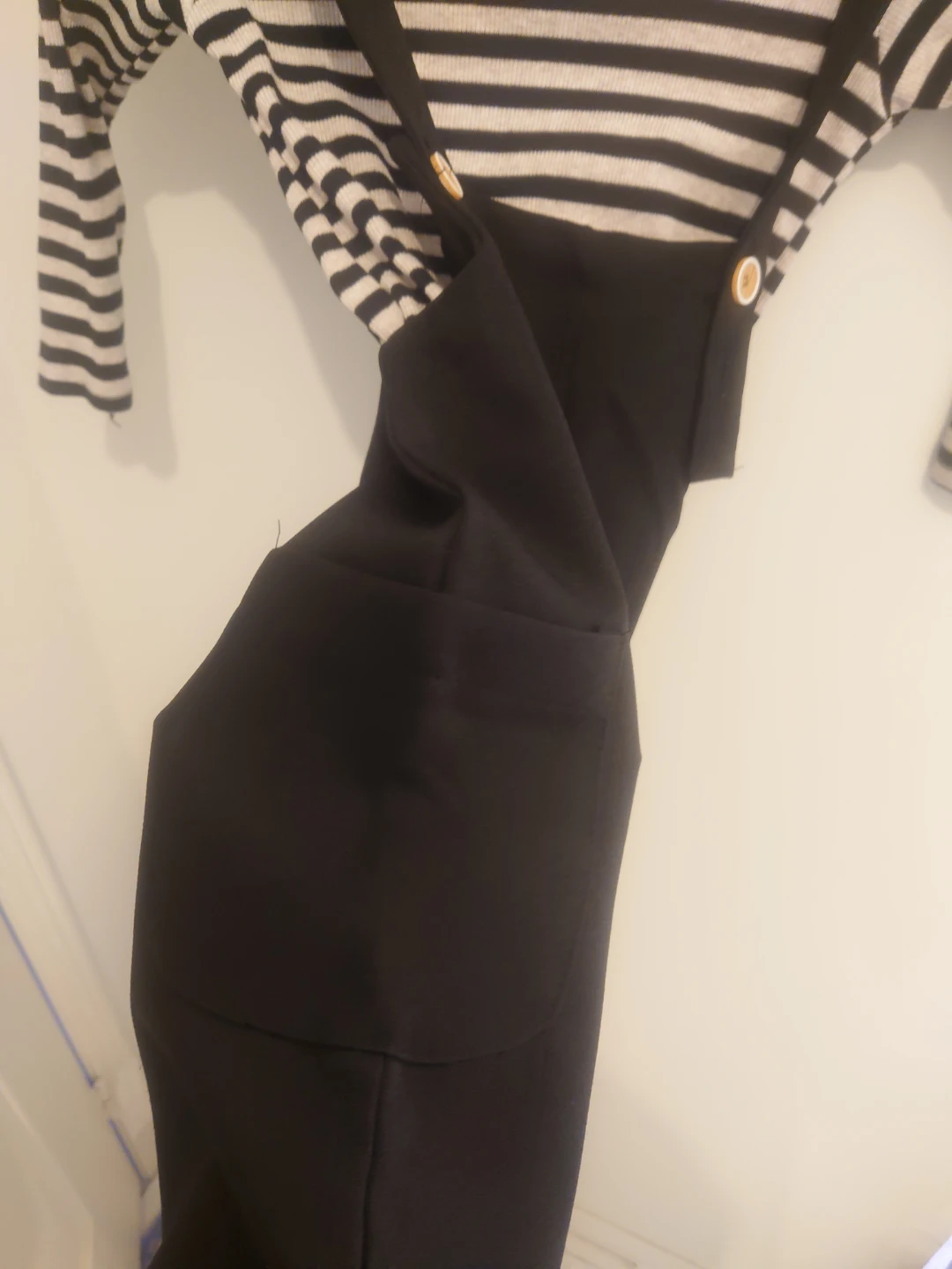 Kids Striped Top & Black Overalls Set - photo 2