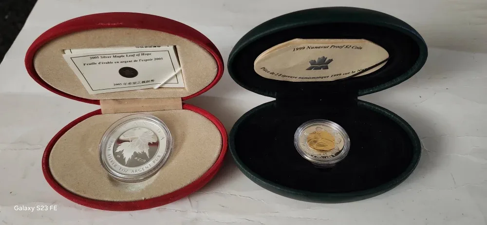 2005 Silver Maple Leaf & 1999 Nunavut $2 Coin