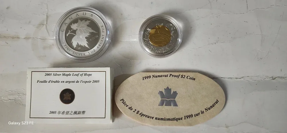 2005 Silver Maple Leaf & 1999 Nunavut $2 Coin image indicator(4)