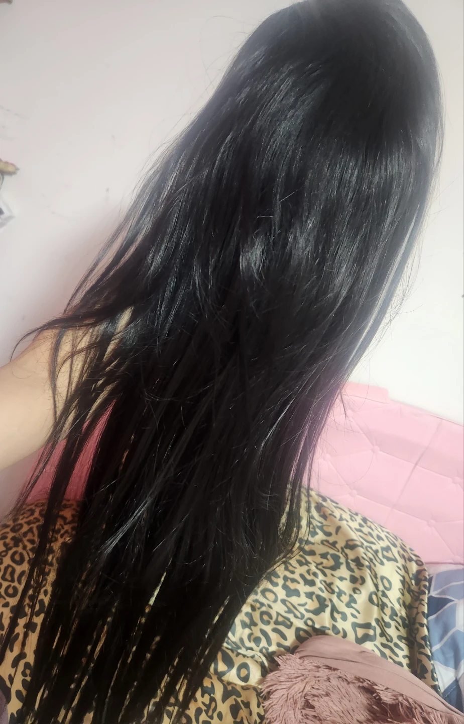 30" long human hair Black Wig - photo 3