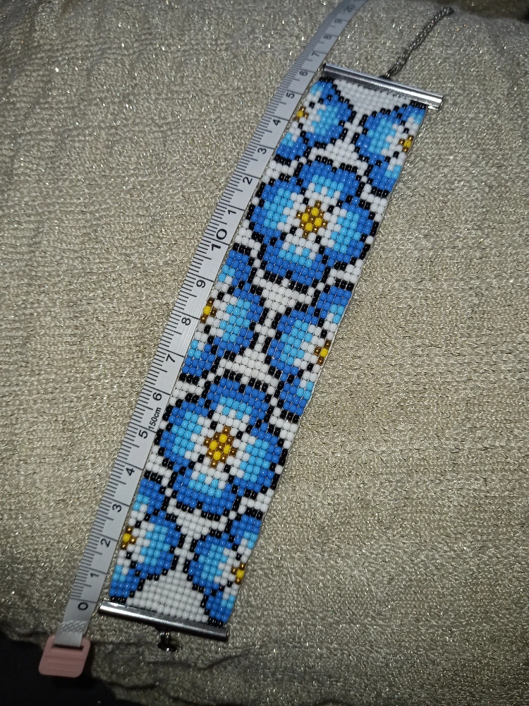 Handmade Beaded Bracelet, Floral Design - photo 2