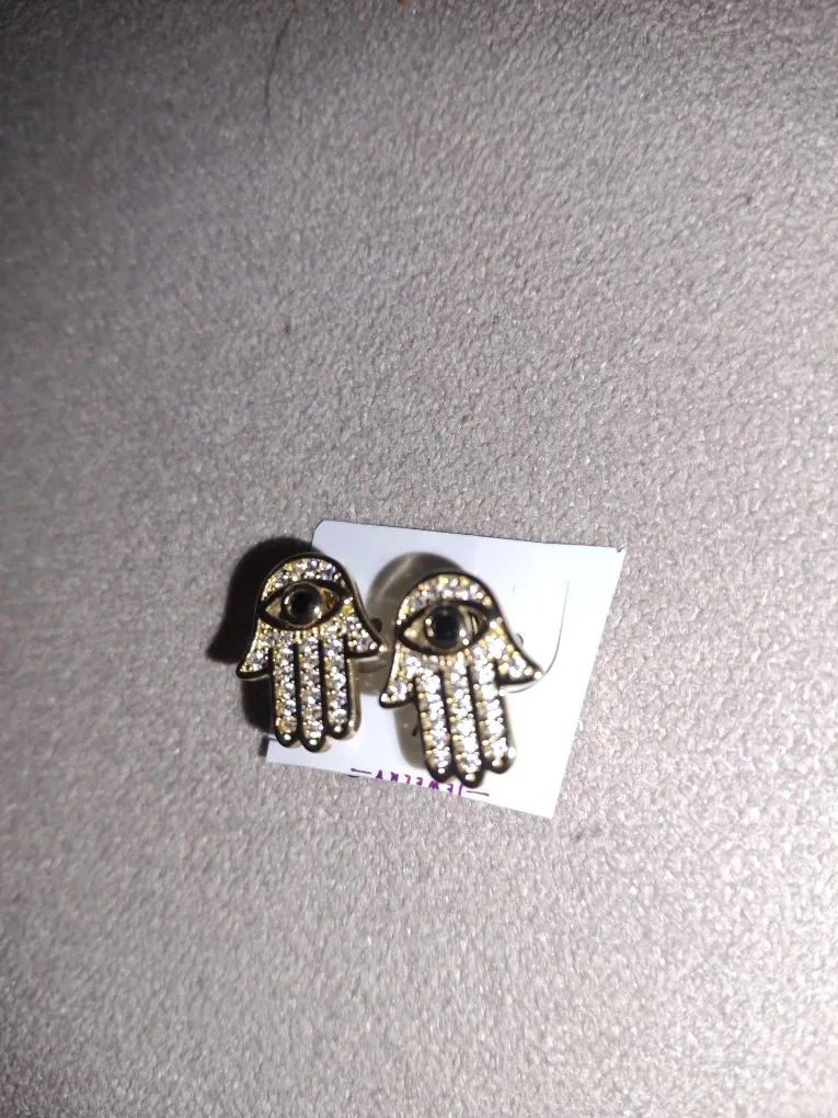 Hamsa Hand Gold  laminated Earrings