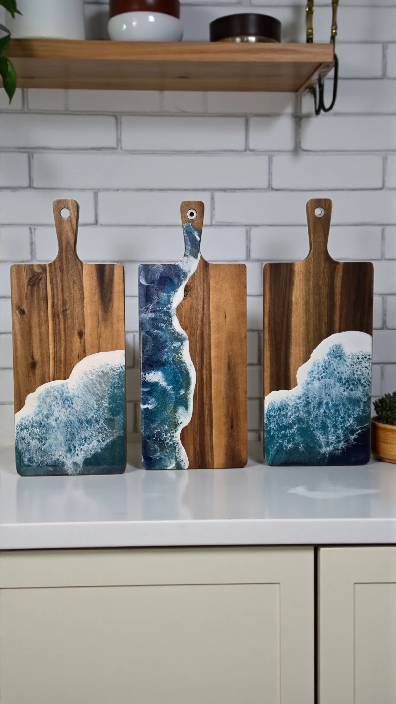 Handmade Resin Wave Charcuterie Boards
