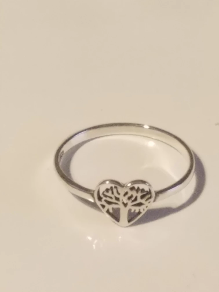 Tree of Life Heart Ring, Silver