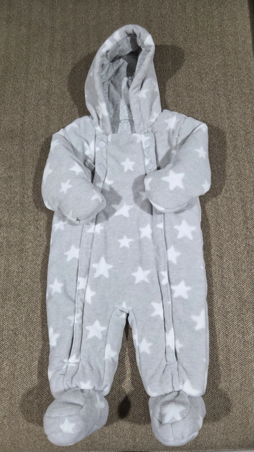 M&S Grey Marl Star Print Snowsuit (3-6M)