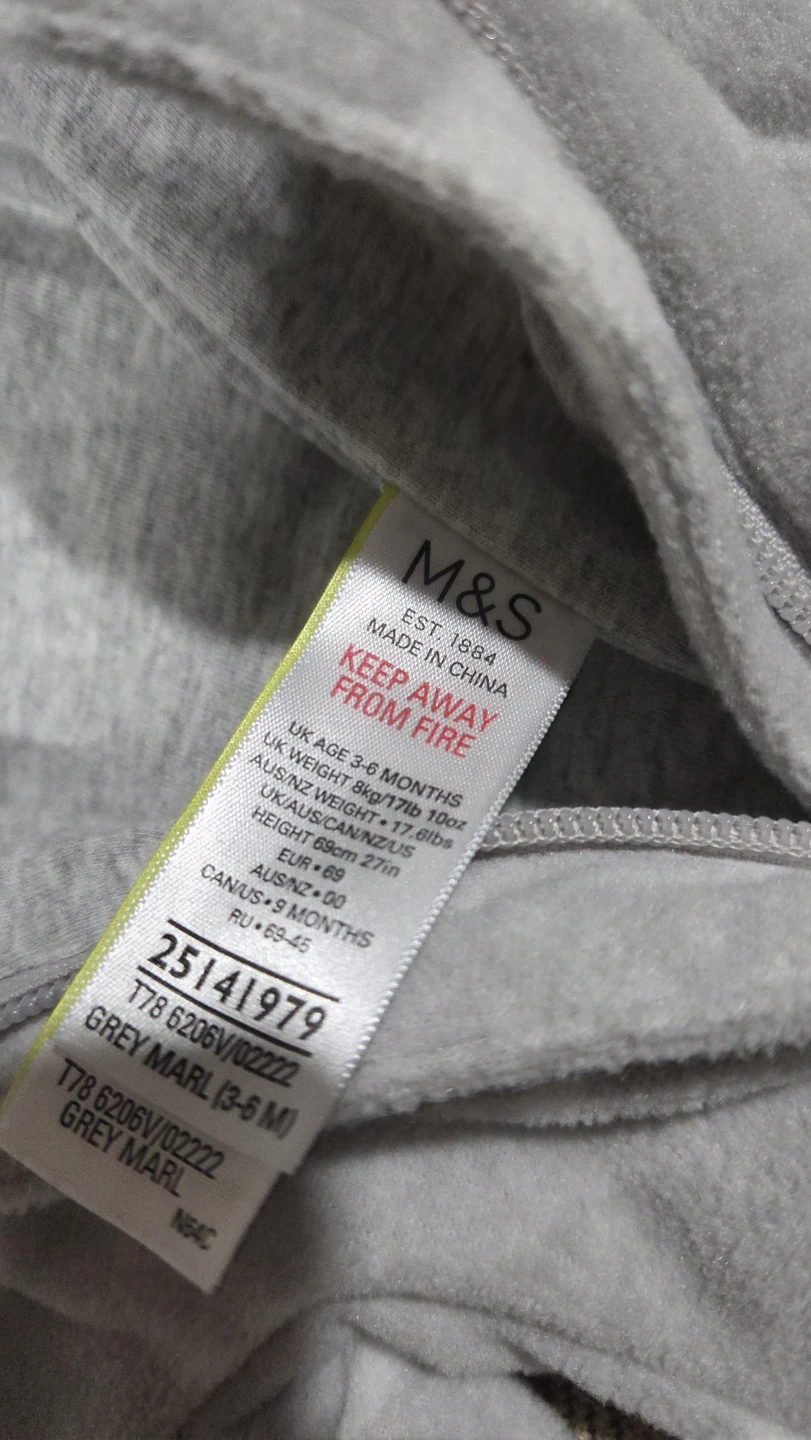 M&S Grey Marl Star Print Snowsuit (3-6M) - photo 2